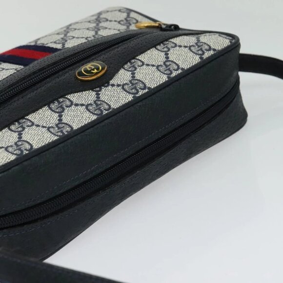 GUCCI GG Supreme Sherry Line Shoulder Bag PVC Navy Gold 98 02 004 Auth 123959 - Picture 7 of 16